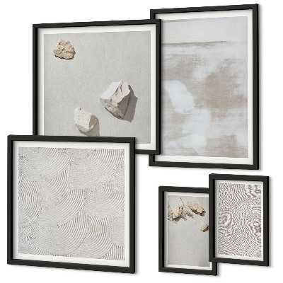 Framed photo set Sand stones boho texture