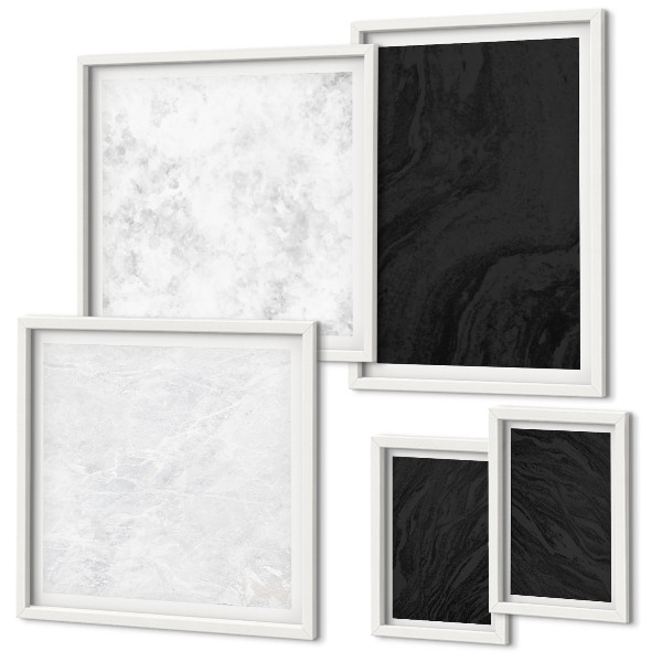 Set of 5 wall art pieces Dark light glamorous marbles