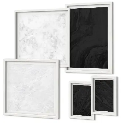 Set of 5 wall art pieces dark light glamorous marble design