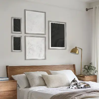 Set of 5 wall art pieces dark light glamorous marble design