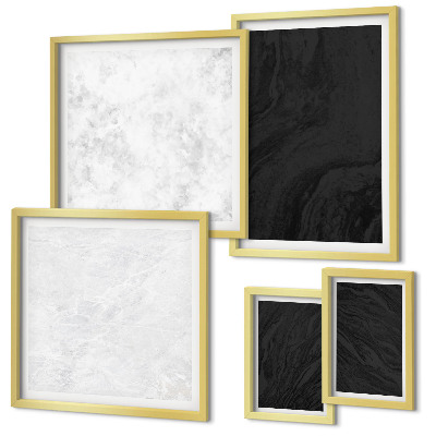 Set of 5 wall art pieces Dark light glamorous marbles