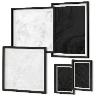 Set of 5 wall art pieces dark light glamorous marble design