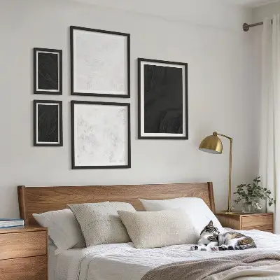 Set of 5 wall art pieces dark light glamorous marble design