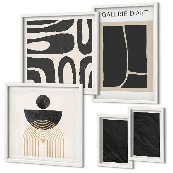 Abstract marble forms framed photo set 