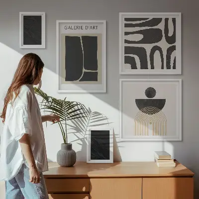 Abstract marble forms framed photo set 