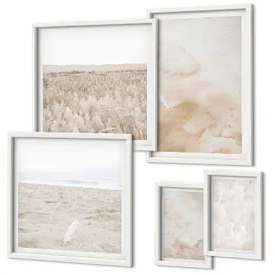 Set of 5 wall art pieces with pastel fashionable textures