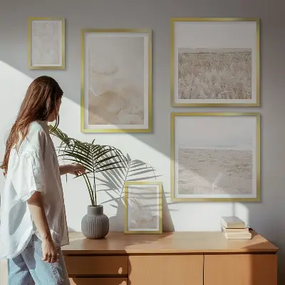Set of 5 wall art pieces with pastel fashionable textures