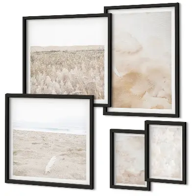 Set of 5 wall art pieces with pastel fashionable textures