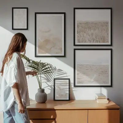 Set of 5 wall art pieces with pastel fashionable textures
