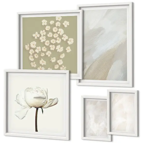 Gallery wall art set boho floral textures