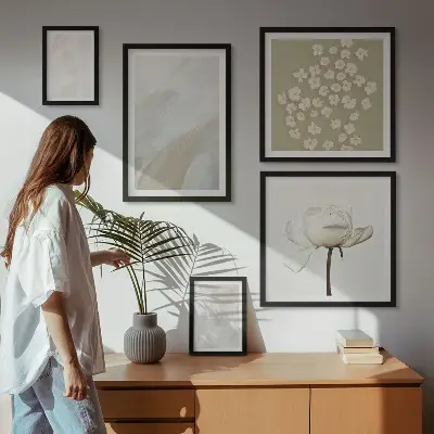 Gallery wall art set boho floral textures