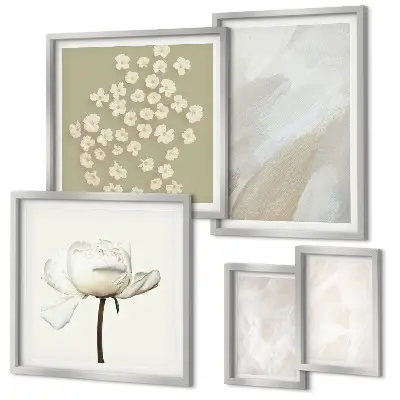 Gallery wall art set boho floral textures