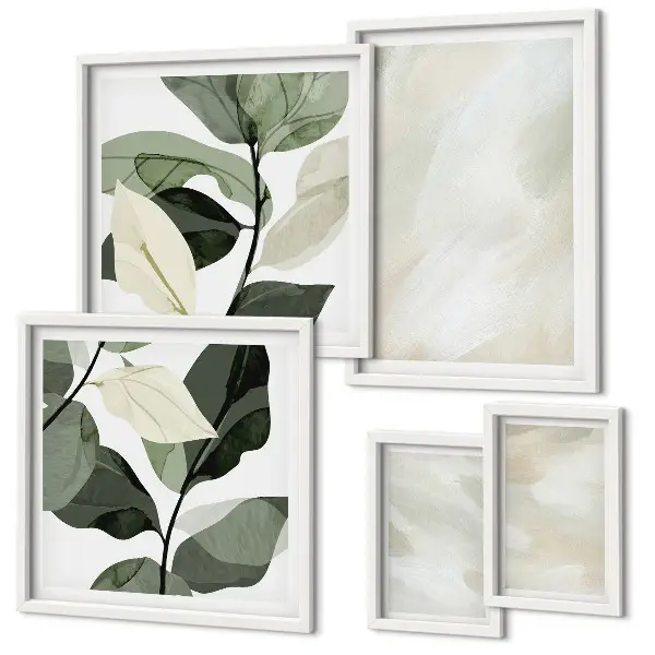 Framed abstract photo set bright boho paints
