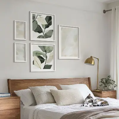 Framed abstract photo set bright boho paints