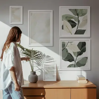Framed abstract photo set bright boho paints