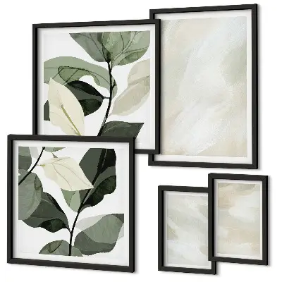 Framed abstract photo set bright boho paints