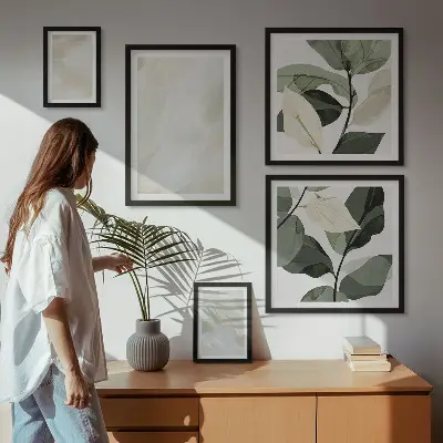 Framed abstract photo set bright boho paints