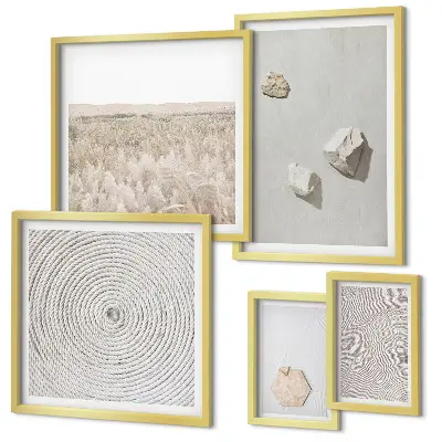 Set of 5 wall art pieces with light boho sand textures