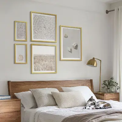 Set of 5 wall art pieces with light boho sand textures