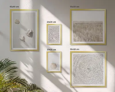 Set of 5 wall art pieces with light boho sand textures