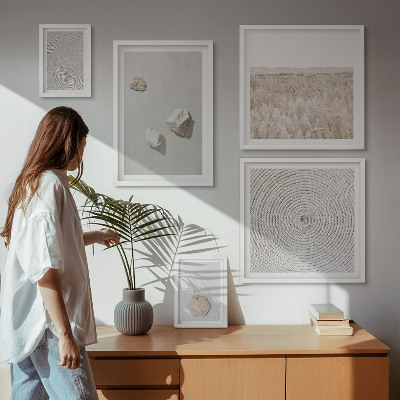 Set of 5 wall art pieces Light boho sand textures