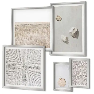 Set of 5 wall art pieces with light boho sand textures