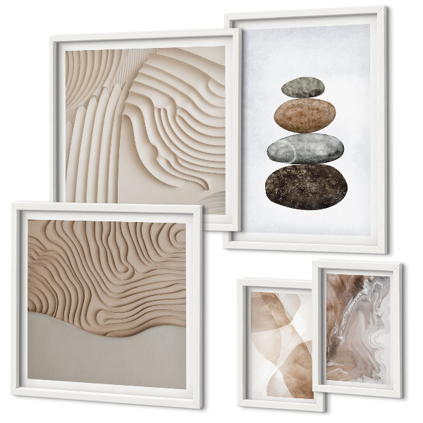 Framed photo set Abstract pastel shapes