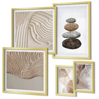 Abstract pastel shapes framed photo set