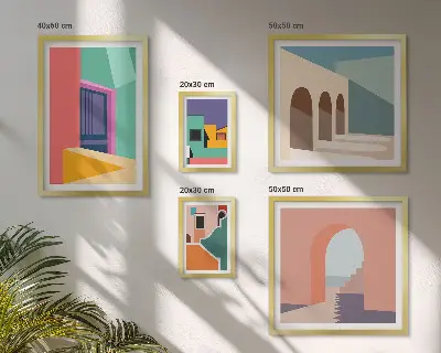 Gallery wall colorful city illustrations