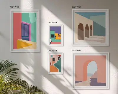 Gallery wall colorful city illustrations