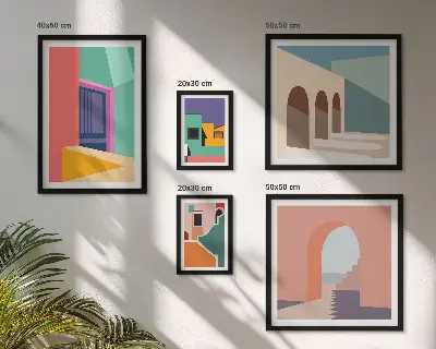 Gallery wall colorful city illustrations