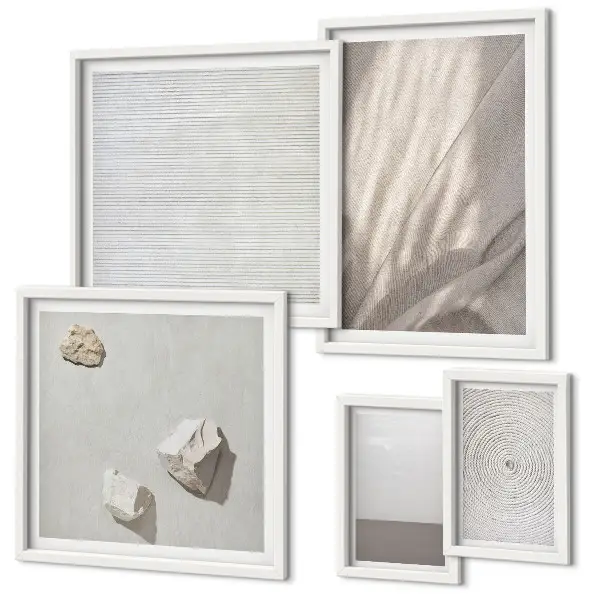 Set of 5 wall art pieces featuring delicate boho textures of nature