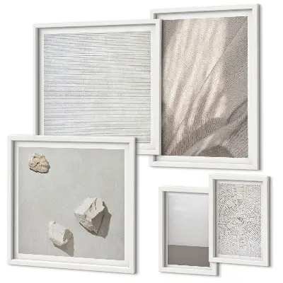 Set of 5 wall art pieces featuring delicate boho textures of nature