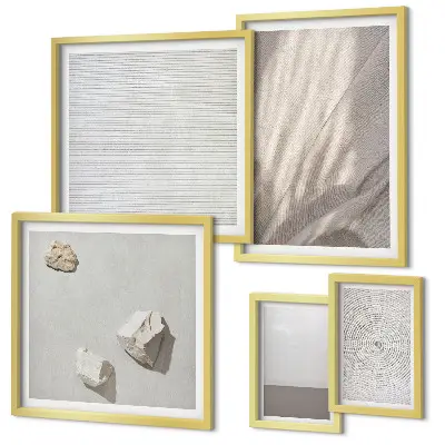 Set of 5 wall art pieces featuring delicate boho textures of nature