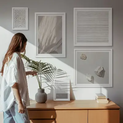 Set of 5 wall art pieces featuring delicate boho textures of nature