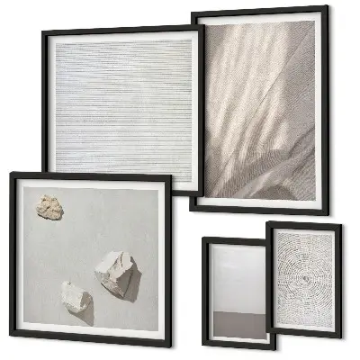 Set of 5 wall art pieces featuring delicate boho textures of nature