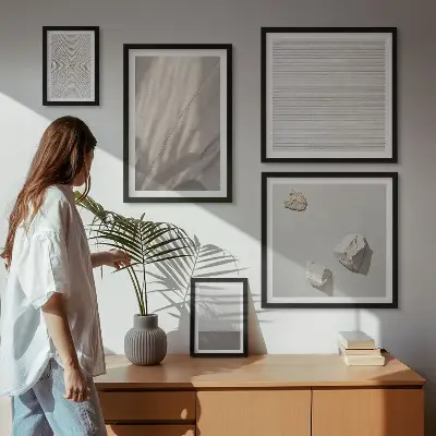 Set of 5 wall art pieces featuring delicate boho textures of nature