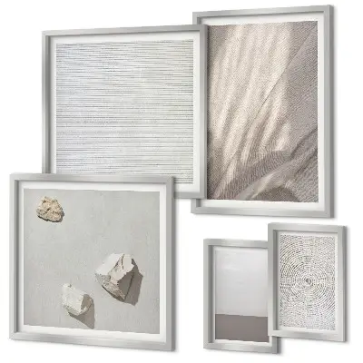 Set of 5 wall art pieces featuring delicate boho textures of nature
