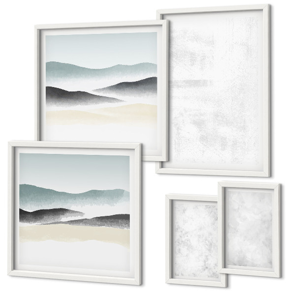 Set of 5 wall art pieces White spots abstract background