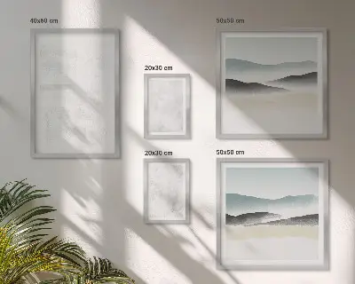 Set of 5 abstract wall art pieces with white spots on a background