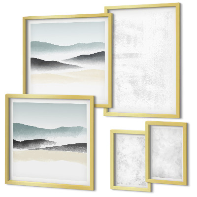 Set of 5 wall art pieces White spots abstract background