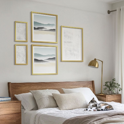 Set of 5 wall art pieces White spots abstract background