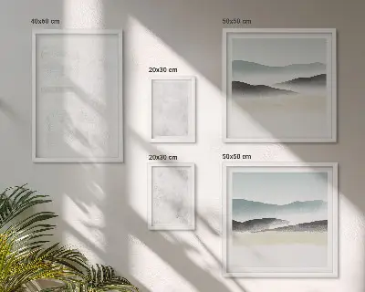 Set of 5 abstract wall art pieces with white spots on a background
