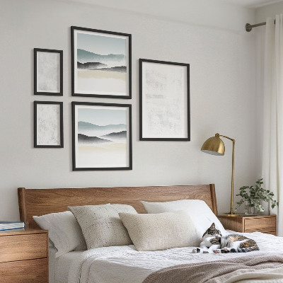 Set of 5 wall art pieces White spots abstract background