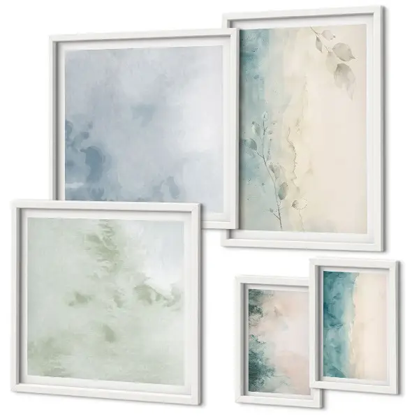 Spilled watercolors minimalist canvas wall art set of 5 pieces