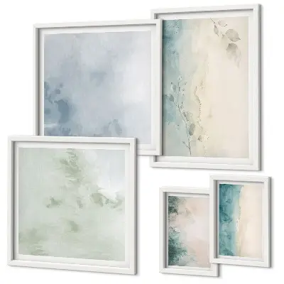 Spilled watercolors minimalist canvas wall art set of 5 pieces