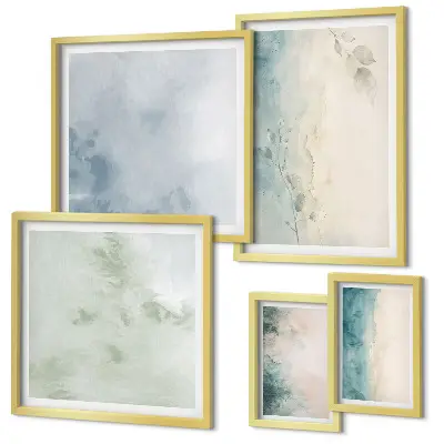 Spilled watercolors minimalist canvas wall art set of 5 pieces