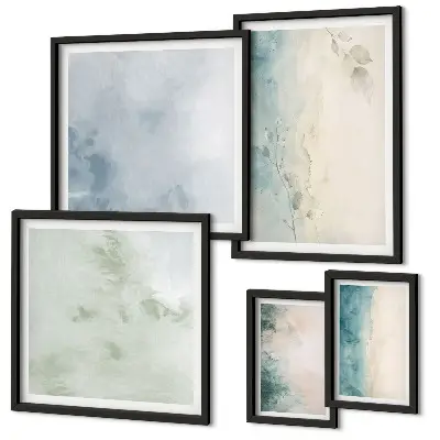 Spilled watercolors minimalist canvas wall art set of 5 pieces