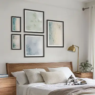 Spilled watercolors minimalist canvas wall art set of 5 pieces