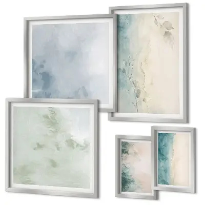 Spilled watercolors minimalist canvas wall art set of 5 pieces